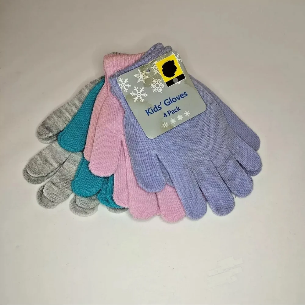 Old East Main Co Kids' Gloves 4 Pack Assorted Colors Winter Knit Warm Snow Gift